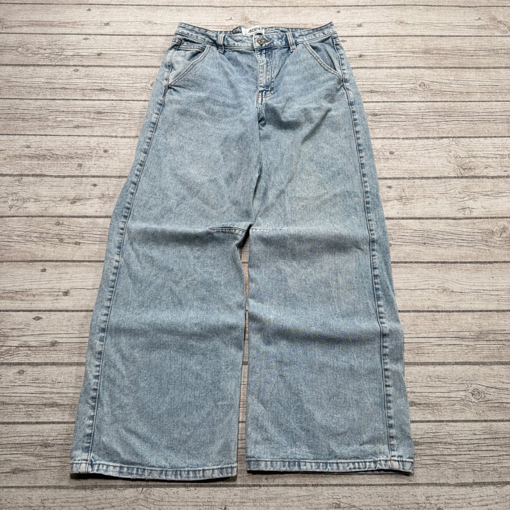 Ardene Jeans Women's 7 Blue Light Wash High Rise Baggy Wide Leg Denim Streetwear